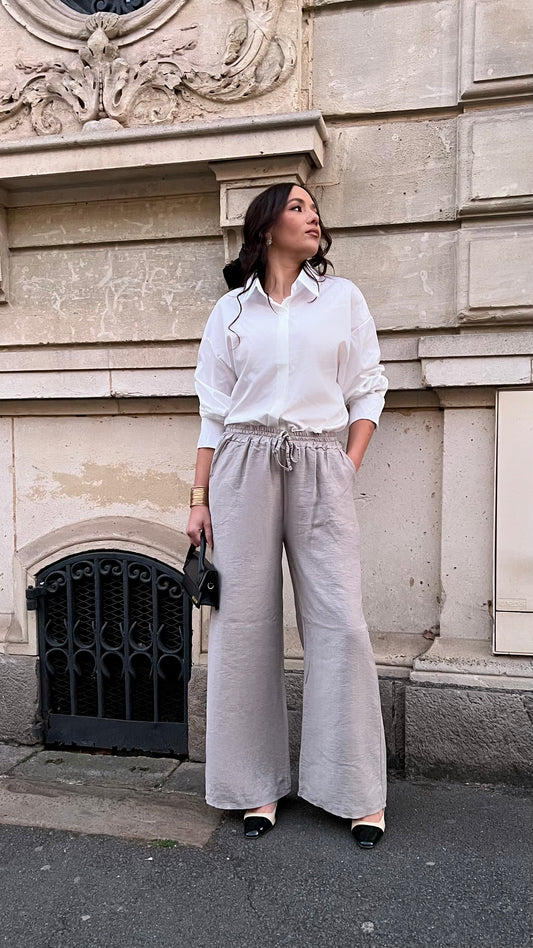 Pantalon fluide avec poche - Grège